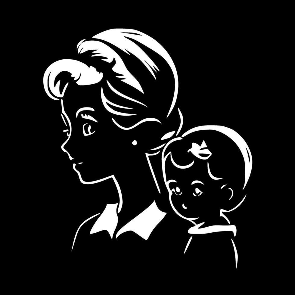 Mom, Minimalist and Simple Silhouette - Vector illustration