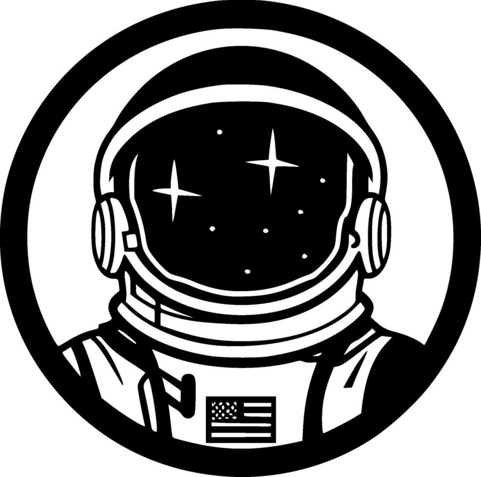 astronauta, negro y blanco vector ilustración