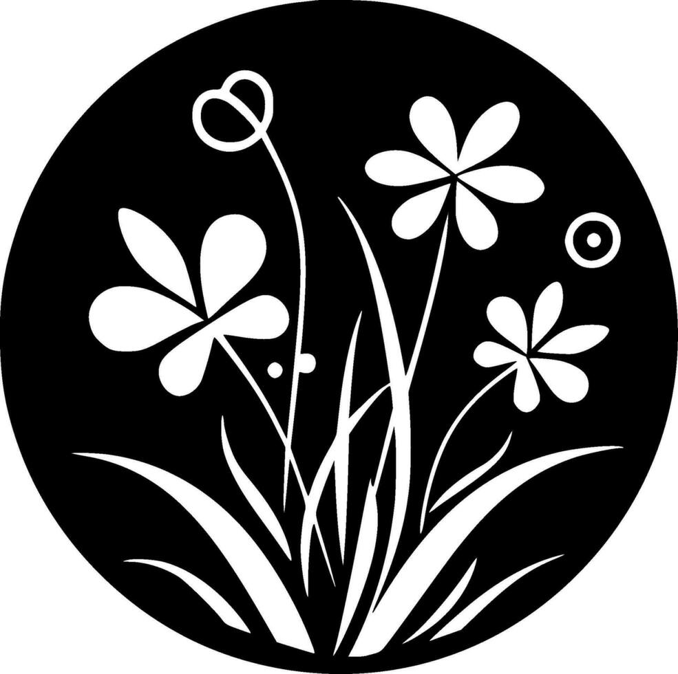Floral, Black and White Vector illustration