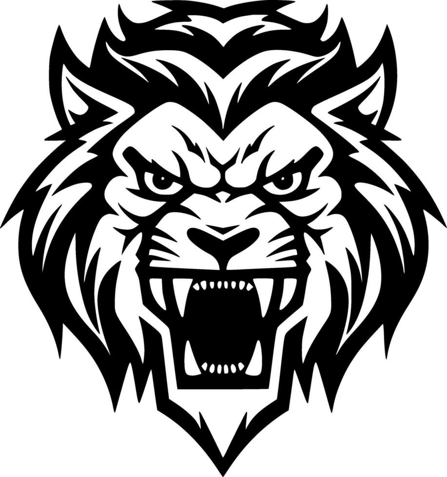 león - negro y blanco aislado icono - vector ilustración