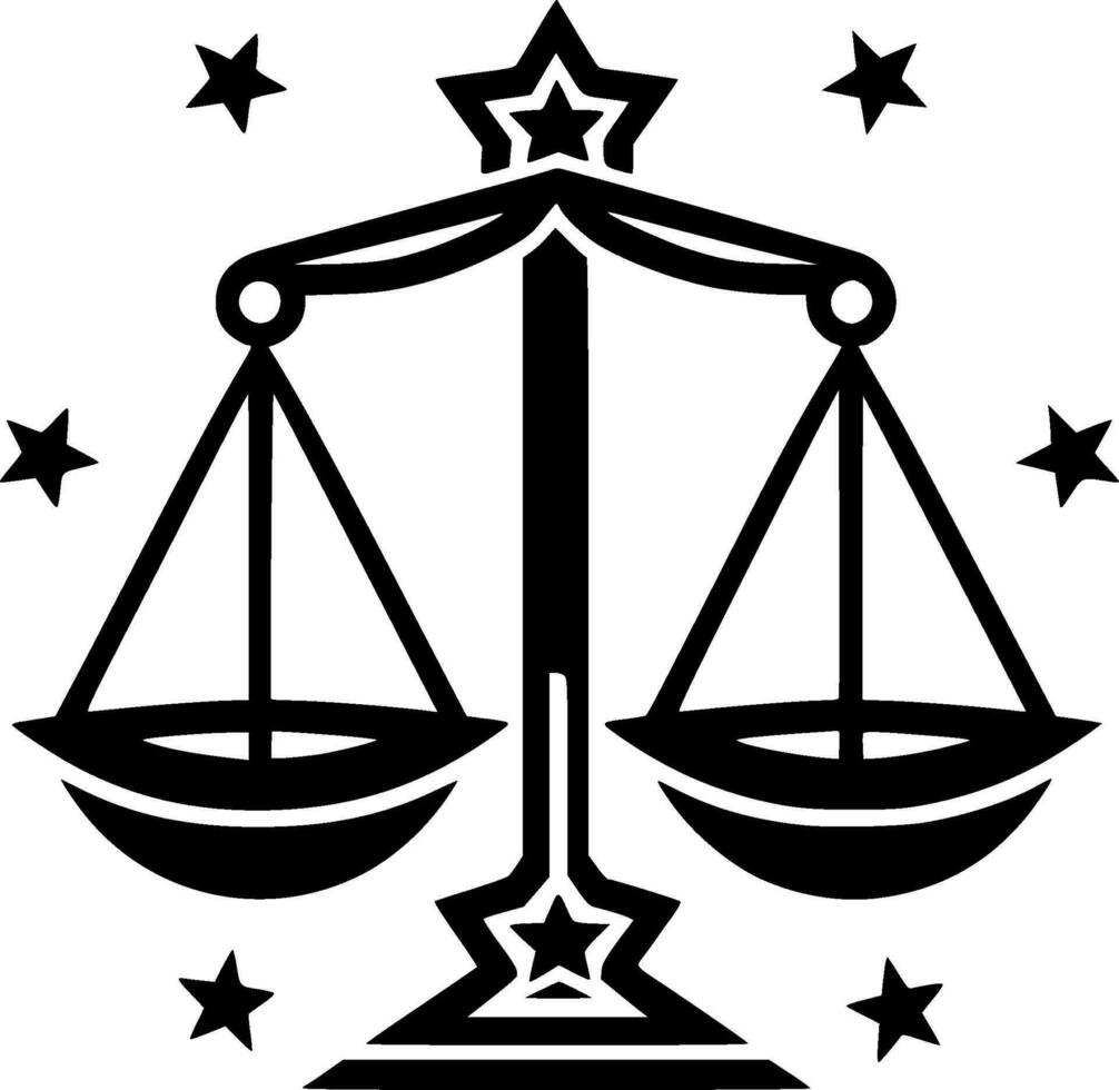 Justice - Black and White Isolated Icon - Vector illustration