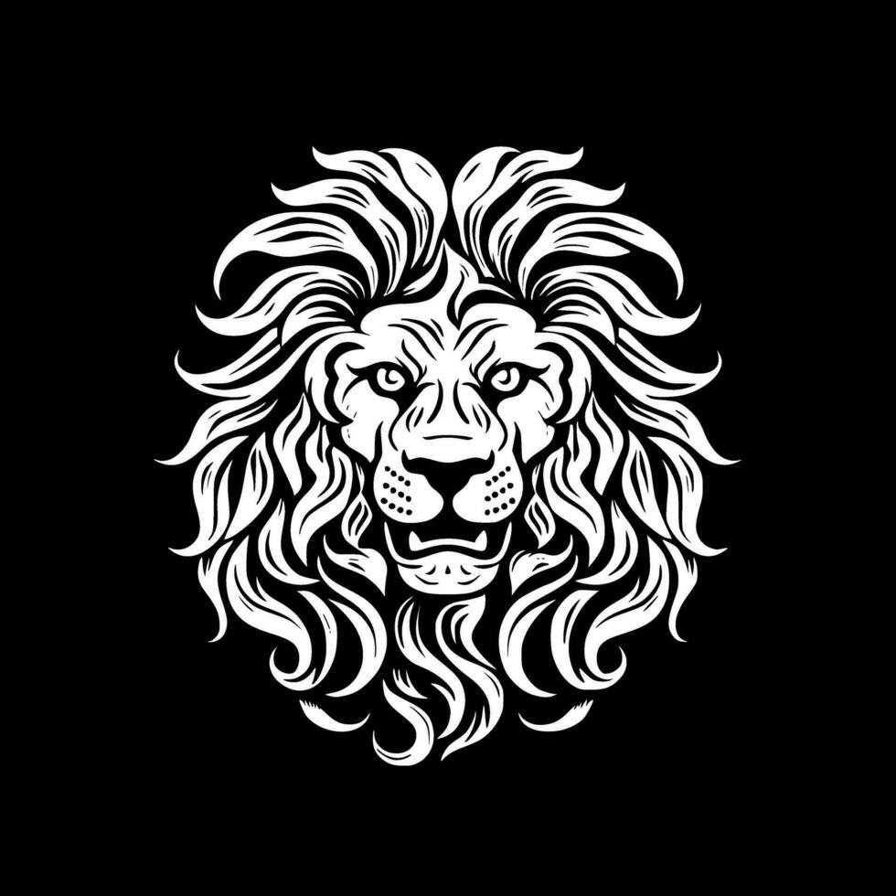 Lion, Black and White Vector illustration