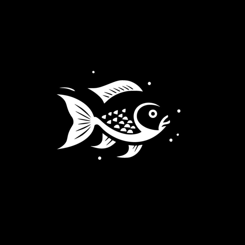 Fish - Black and White Isolated Icon - Vector illustration