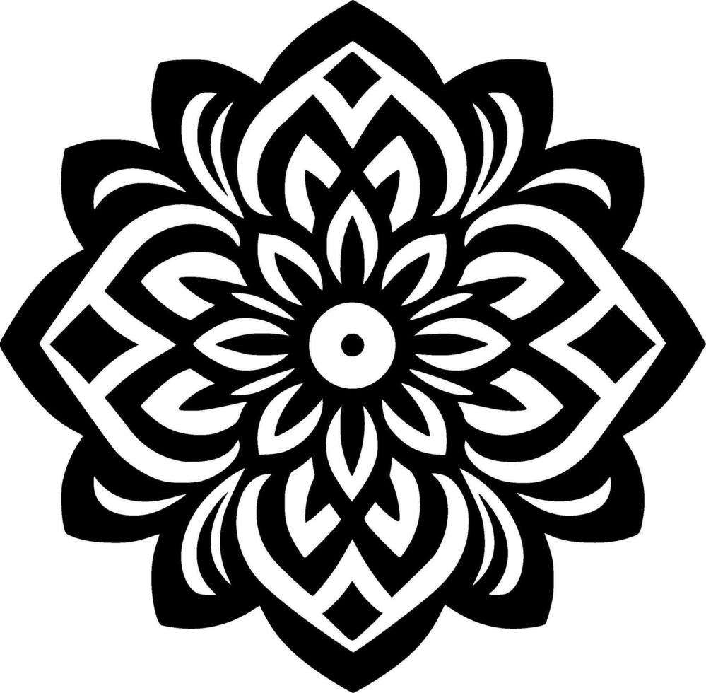 mandala - negro y blanco aislado icono - vector ilustración