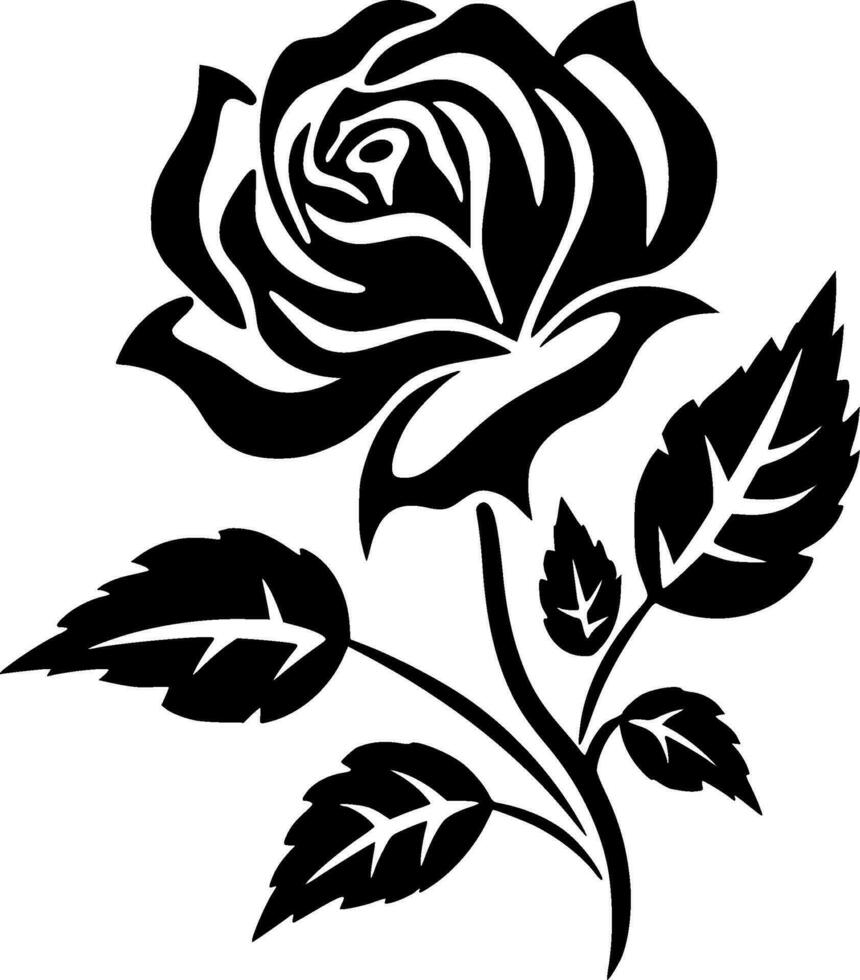 flor - negro y blanco aislado icono - vector ilustración