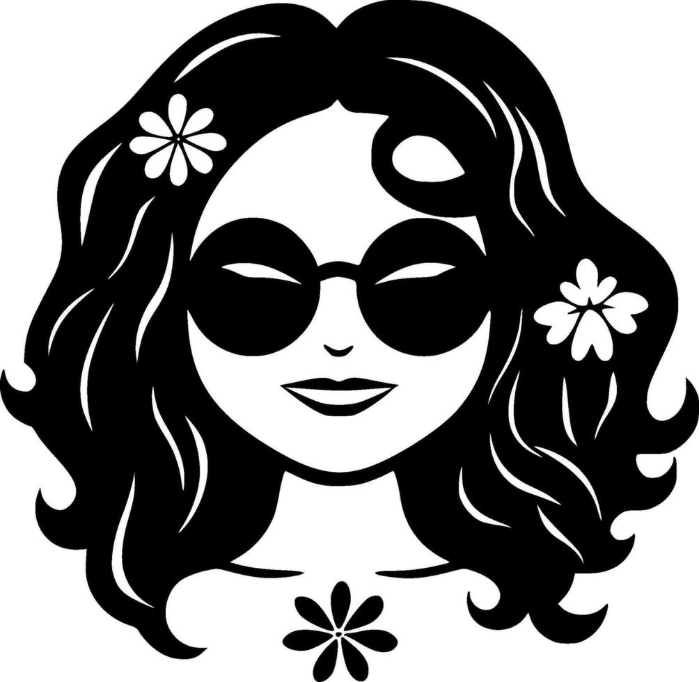 hippie - minimalista y plano logo - vector ilustración