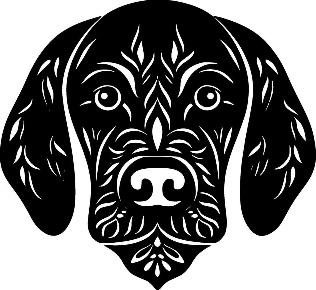 perro - negro y blanco aislado icono - vector ilustración