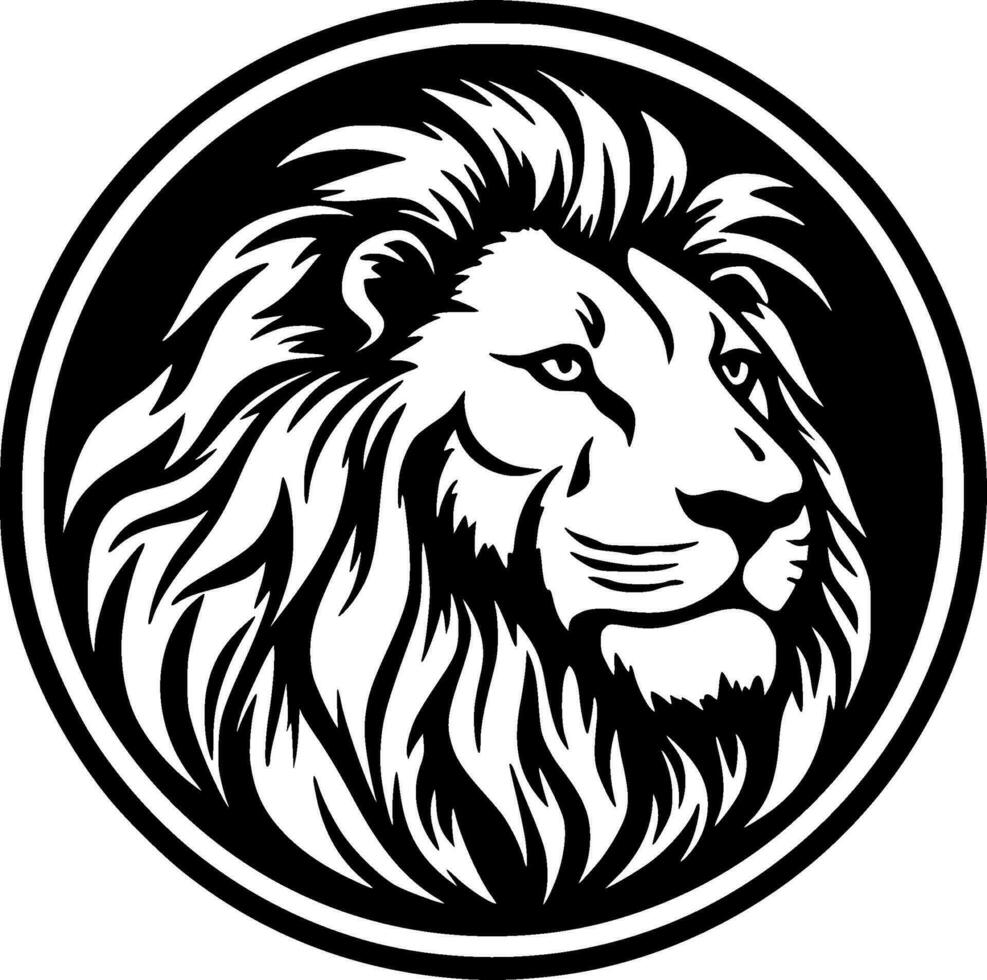 Lion, Black and White Vector illustration