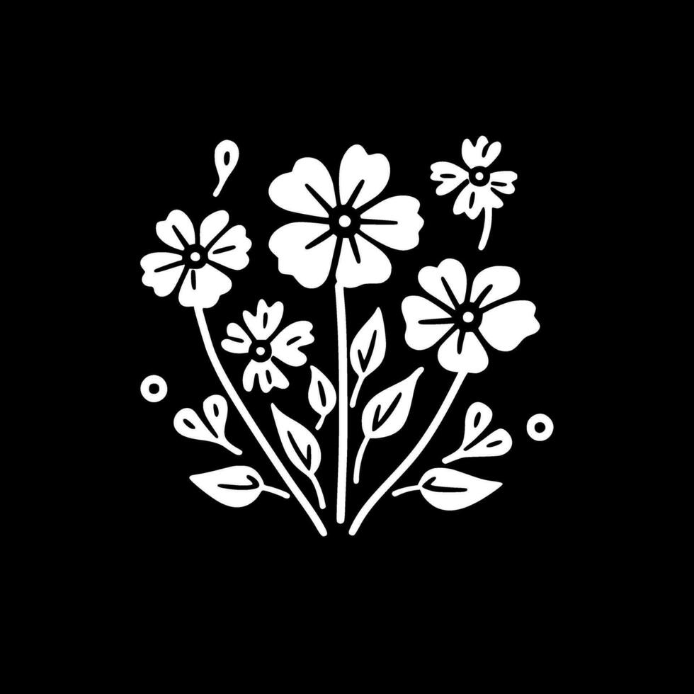 Flowers, Black and White Vector illustration