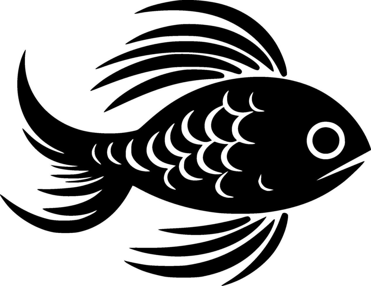 Fish - Black and White Isolated Icon - Vector illustration