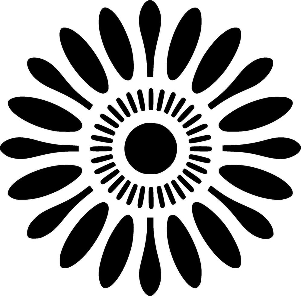 Flower - Black and White Isolated Icon - Vector illustration