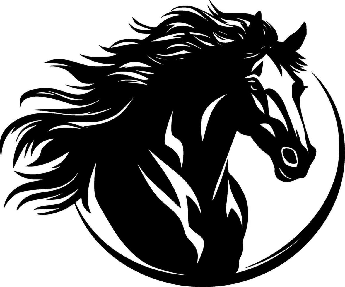 caballo - negro y blanco aislado icono - vector ilustración