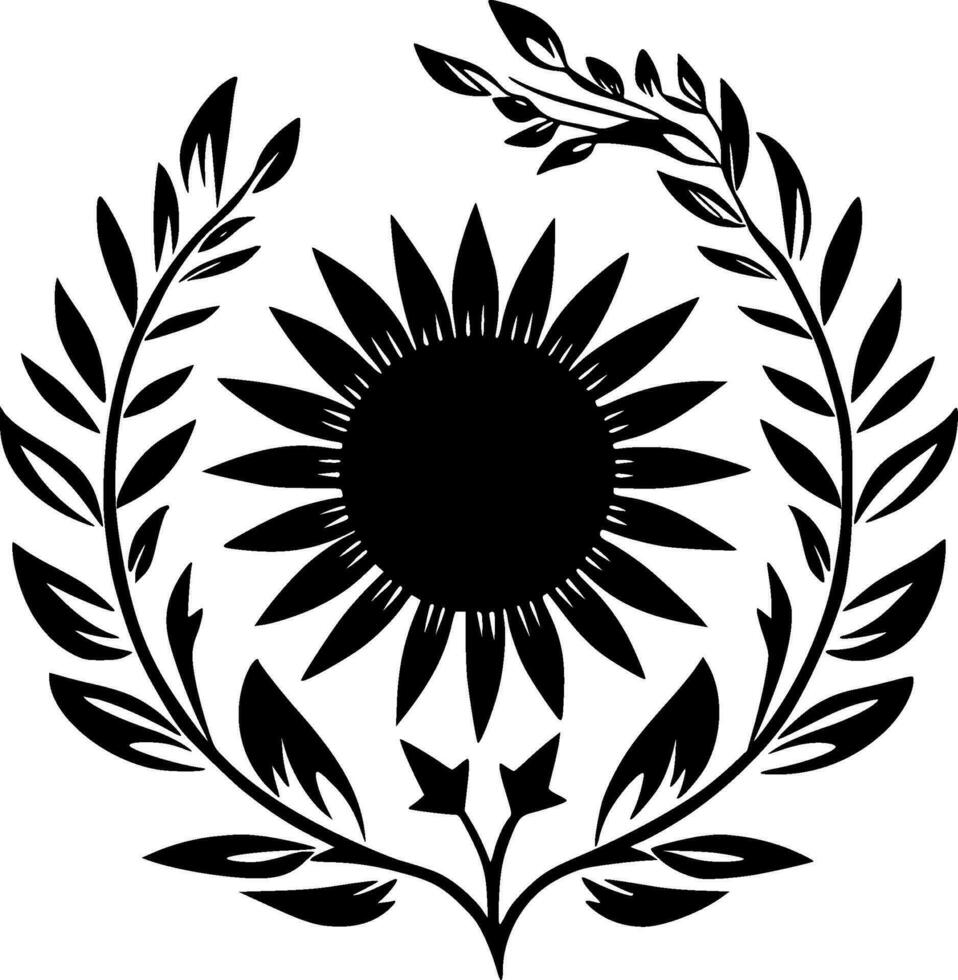 Flower, Black and White Vector illustration