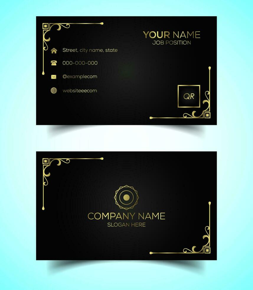 Double-Sided Luxury, Modern and Elegant Business Card Design Template. Vector Illustration