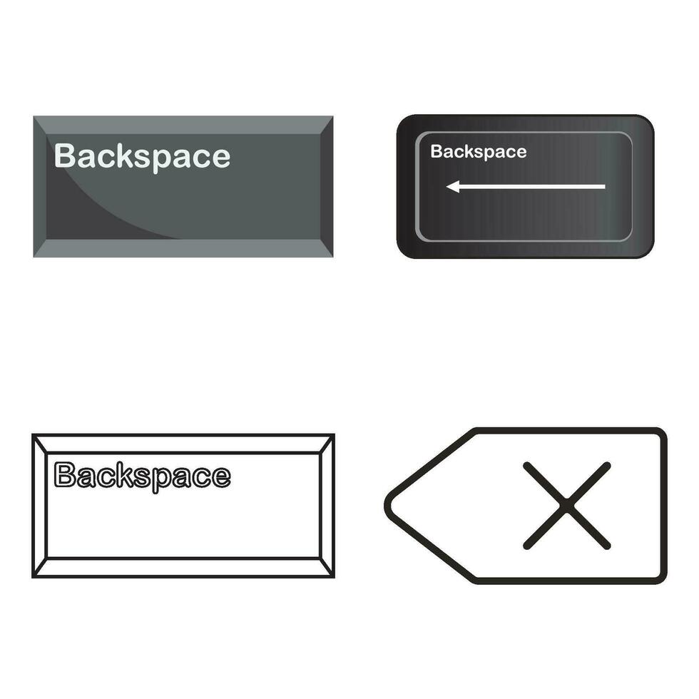 Backspace button icon vector