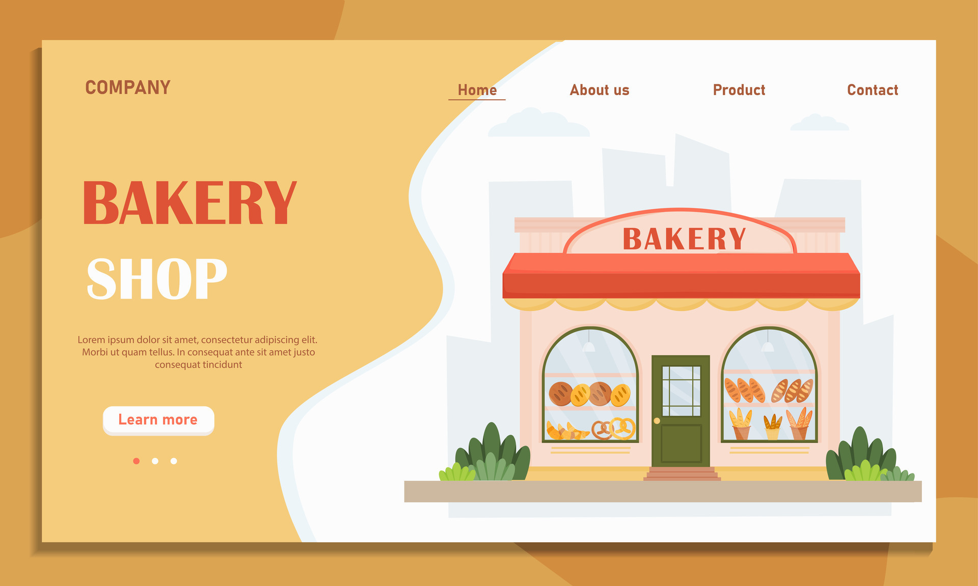 Bakery Shop Landing Page. Fresh Bread and Bakery Product Home Page. Web ...