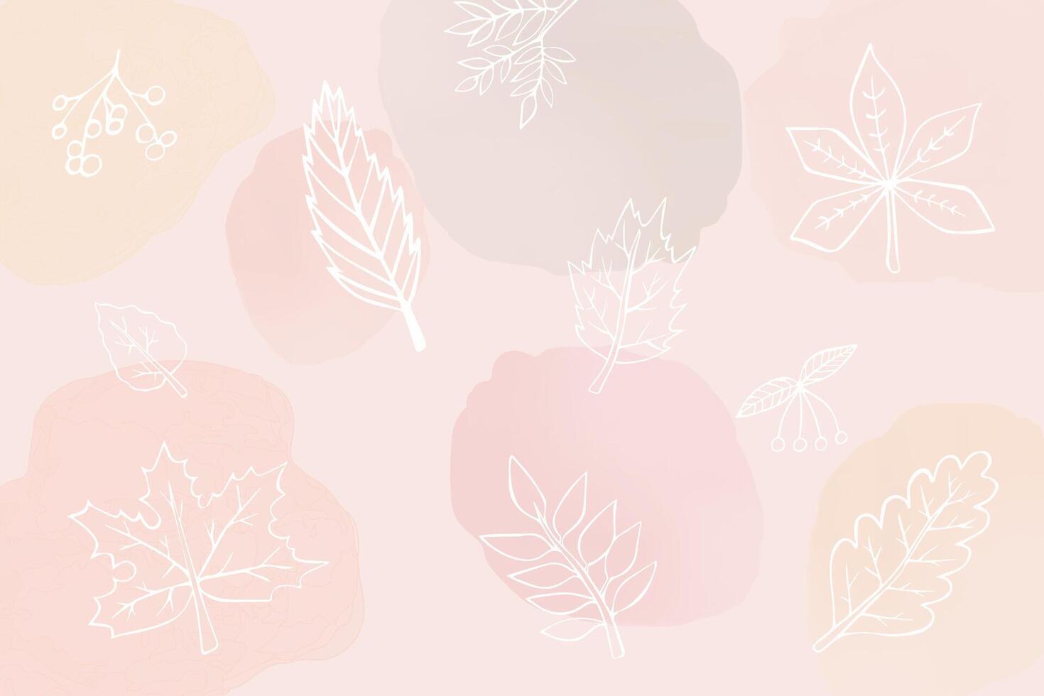 Delicate autumn background with leaves, autumn wallpaper with white leaves vector