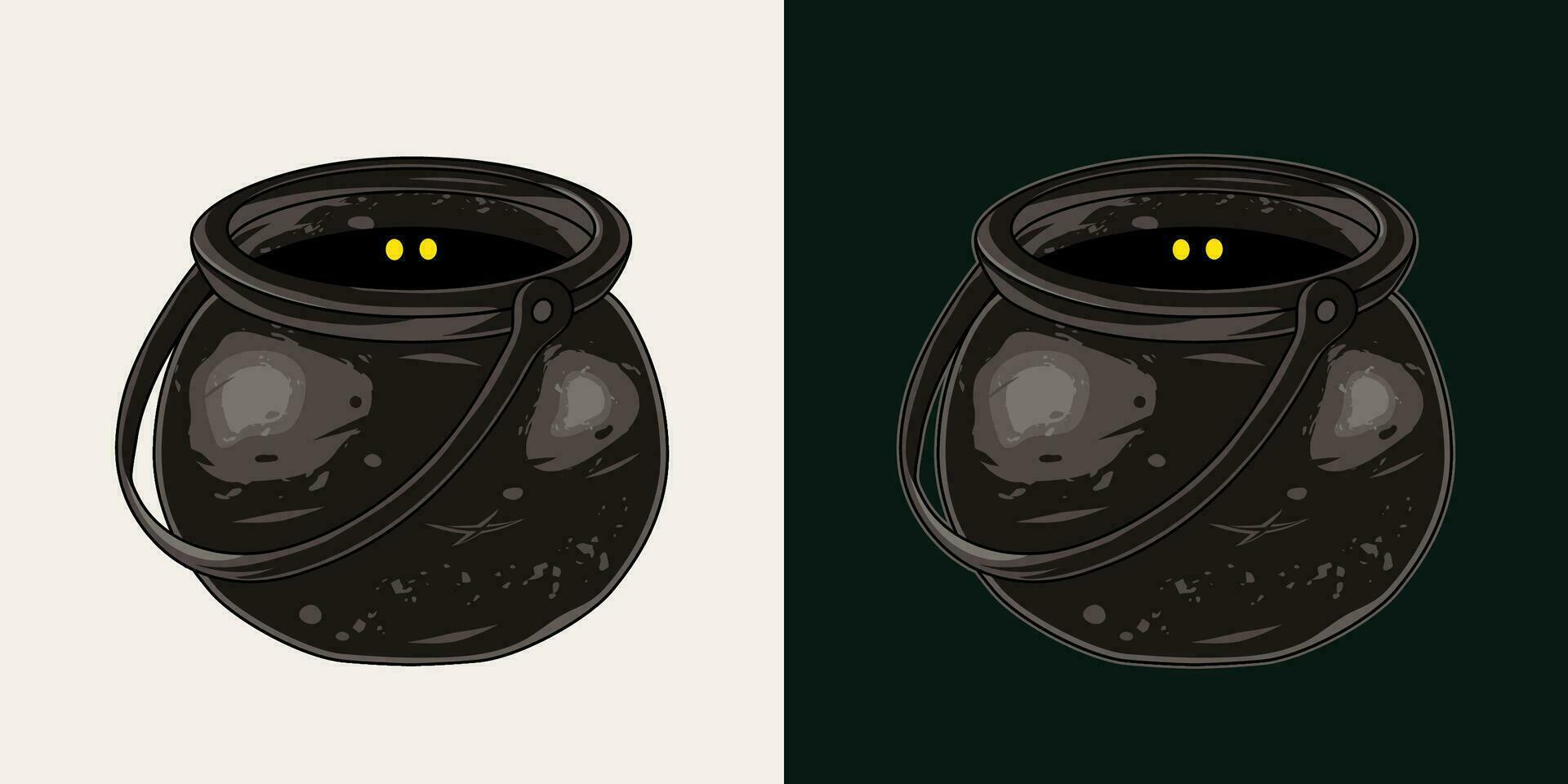 Witch cauldron in vintage style. vector