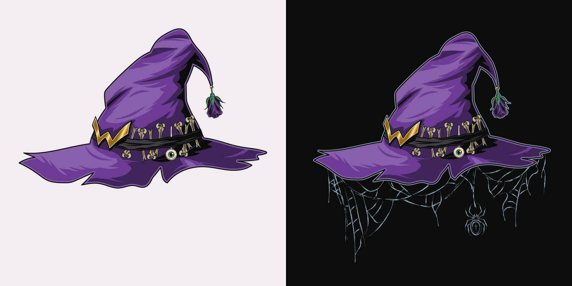Purple pointed witch hat vector