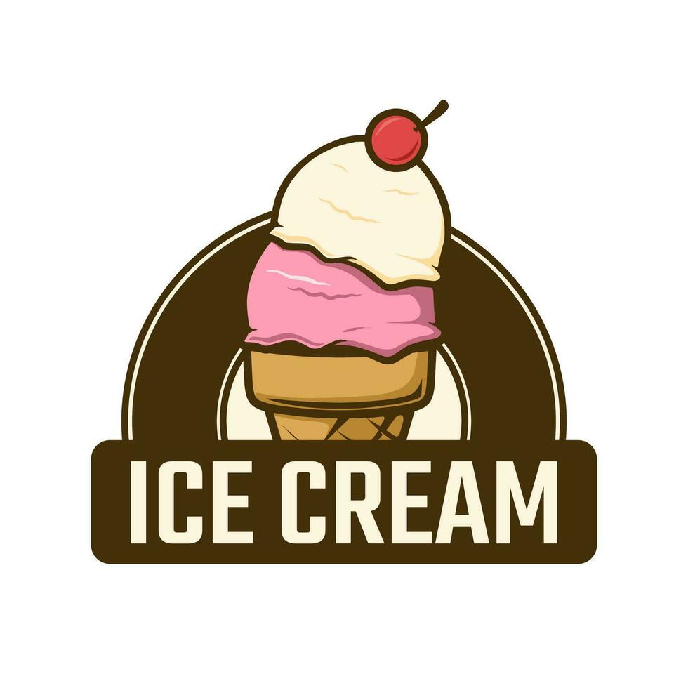 ice cream badge logo design vector