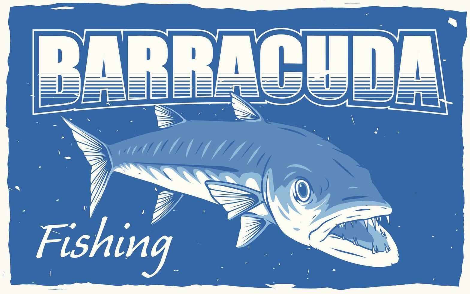 barracuda fishing poster design for print vector