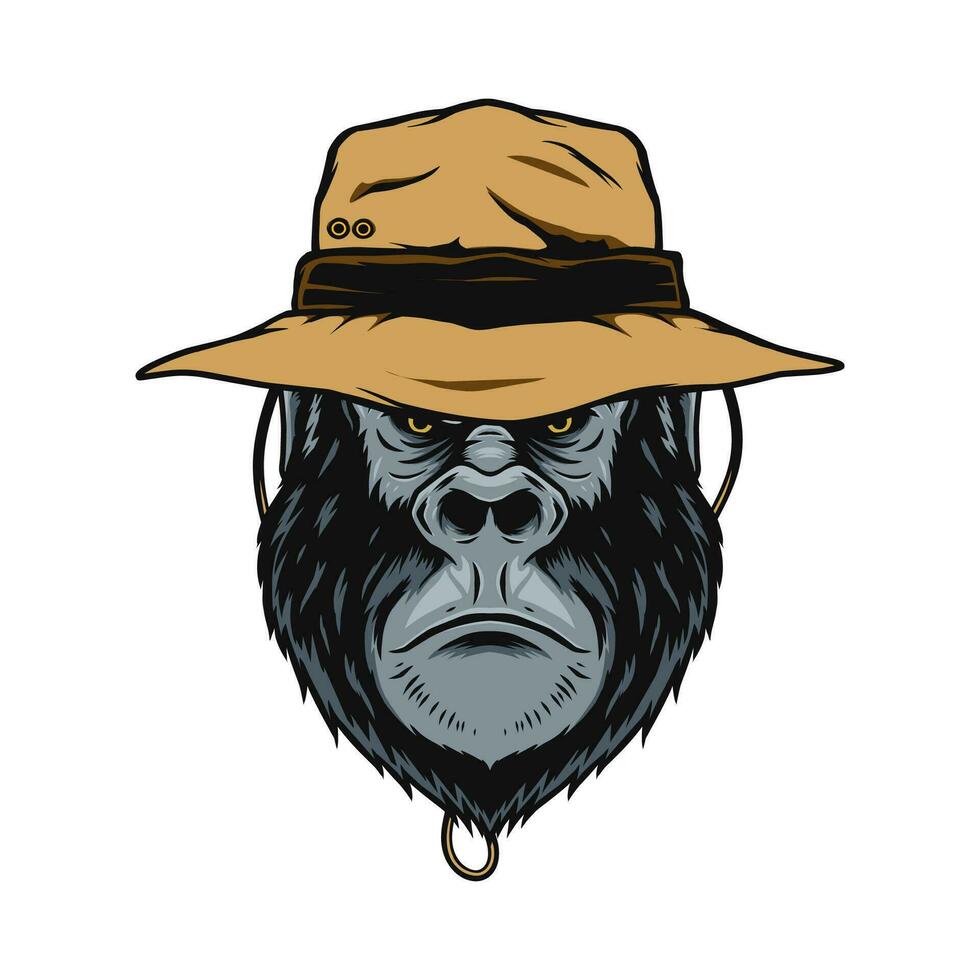 gorilla head wearing bucket hat illustration 26692708 Vector Art at Vecteezy