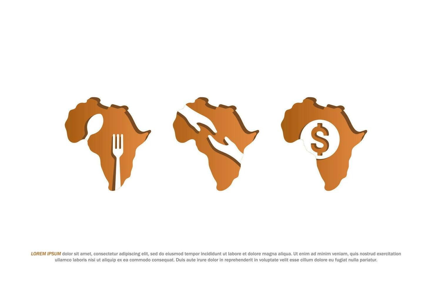 logo africano mapa forma problema hambre pobreza icono ilustración vector