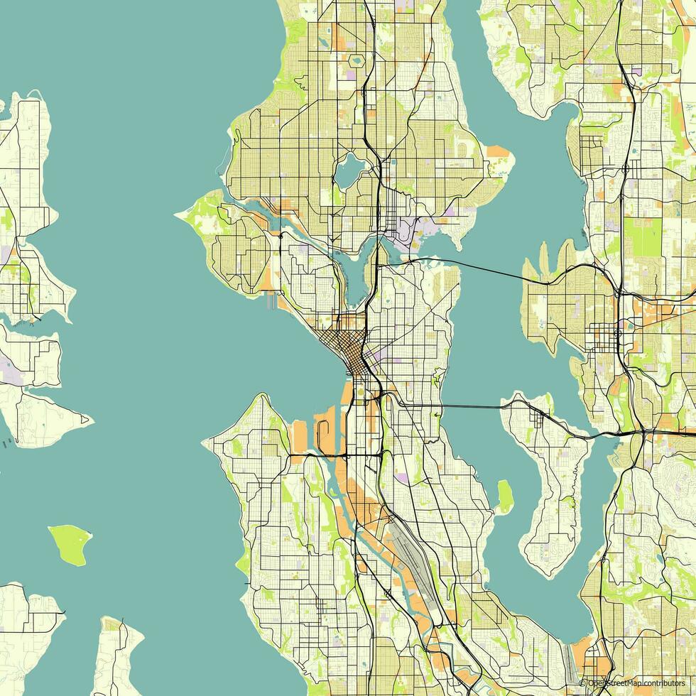 Vector city map of Seattle Washington USA