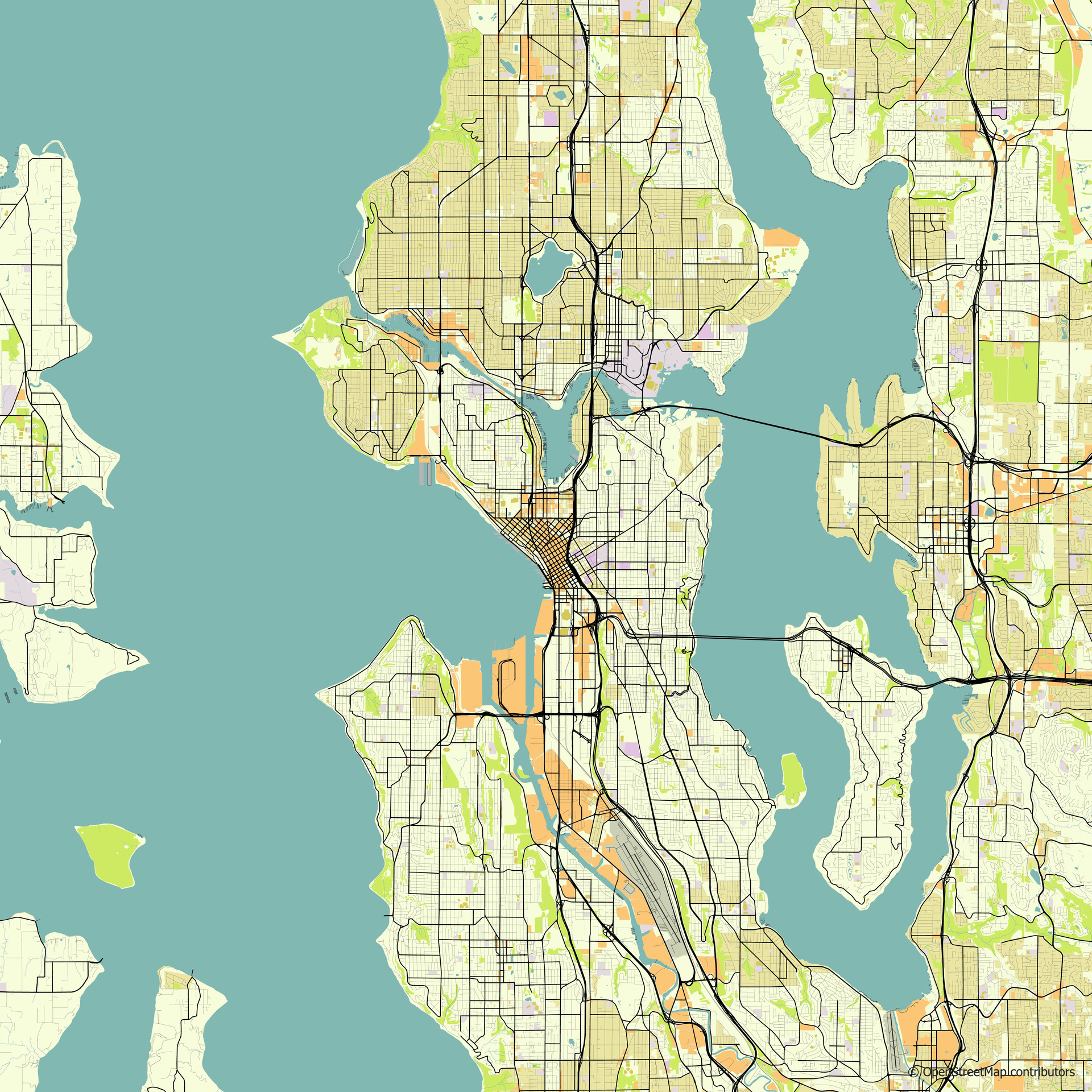 Vector City Map Of Seattle Washington USA 26692735 Vector Art At Vecteezy City Map Of Seattle Washington Usa Vector