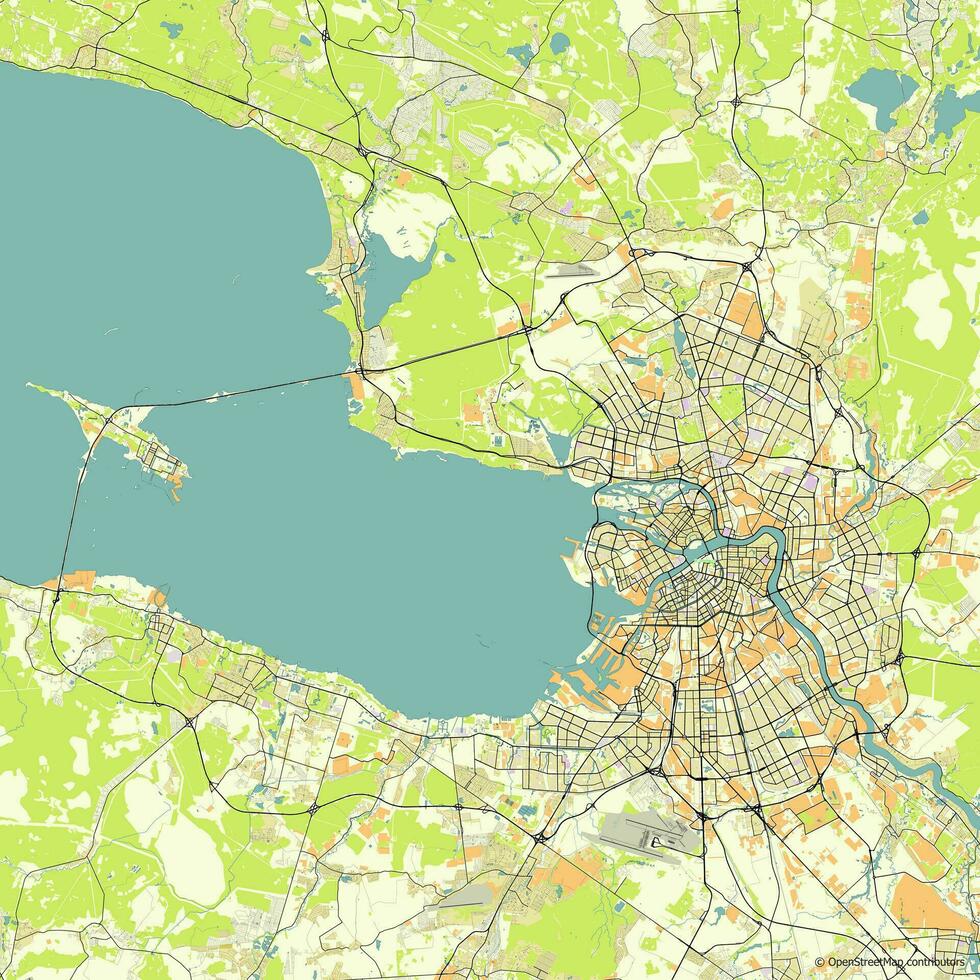Vector city map of Saint Petersburg, St Petersburg, Russia