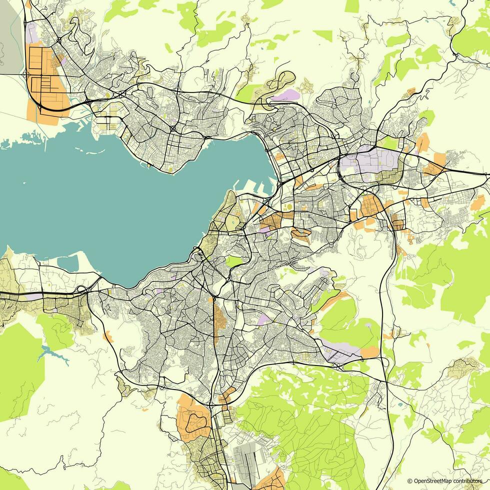 Vector city map of Izmir, Turkey