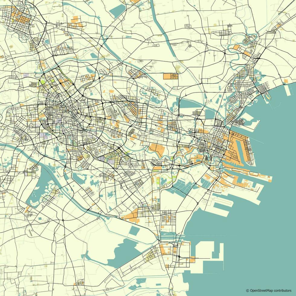 Vector city map of Tianjin, China