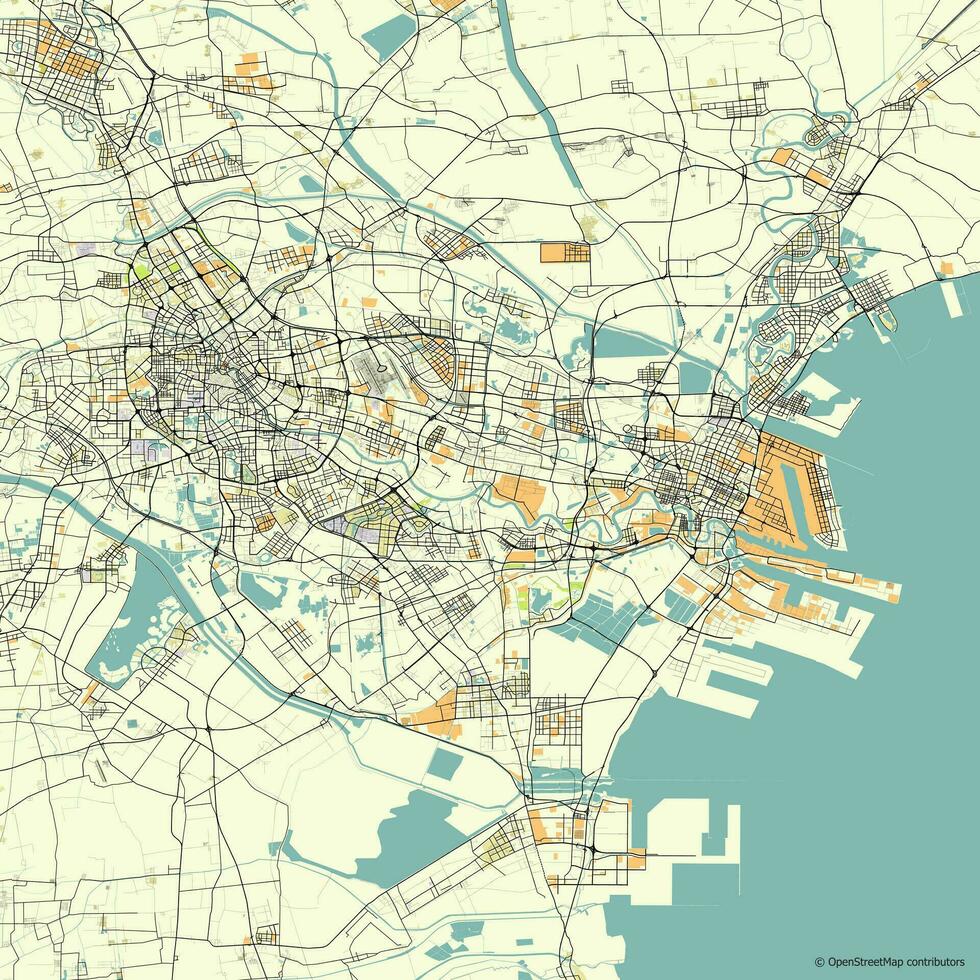 vector ciudad mapa de tianjin, China