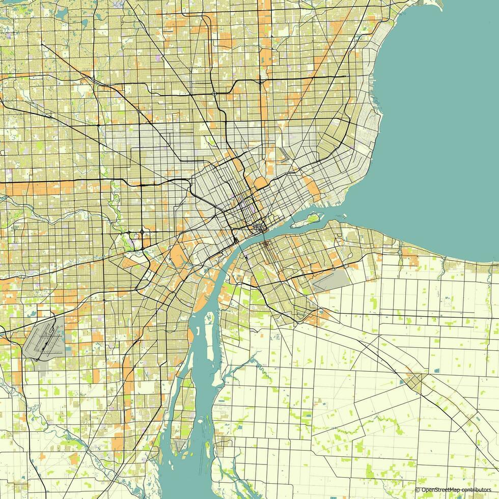 Vector city map of Detroit Michigan USA