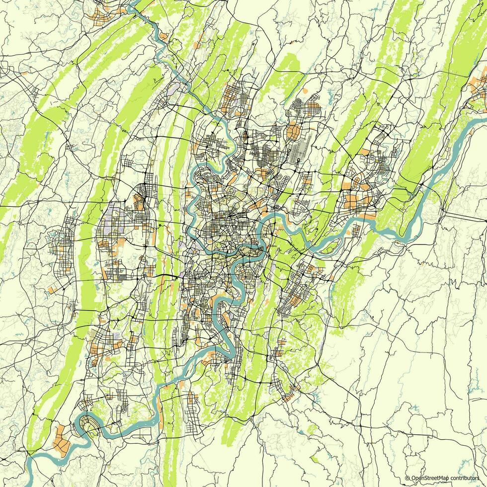 Vector city map of Chongqing, China