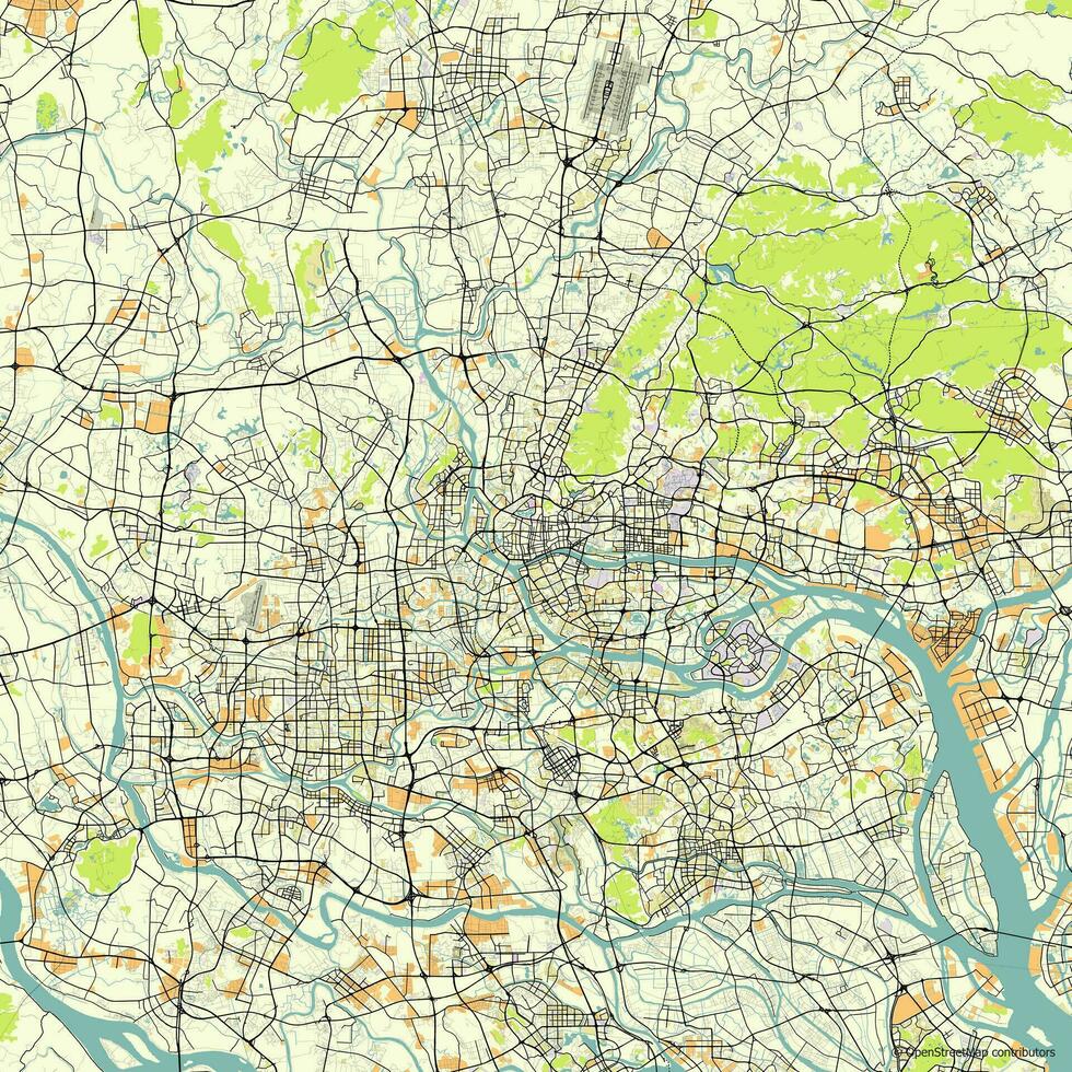 Vector city map of Guangzhou China