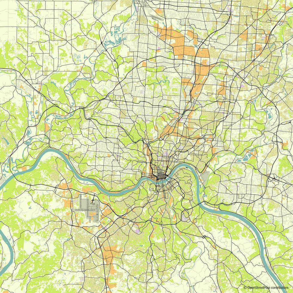 vector ciudad mapa de cincinnati Ohio Estados Unidos