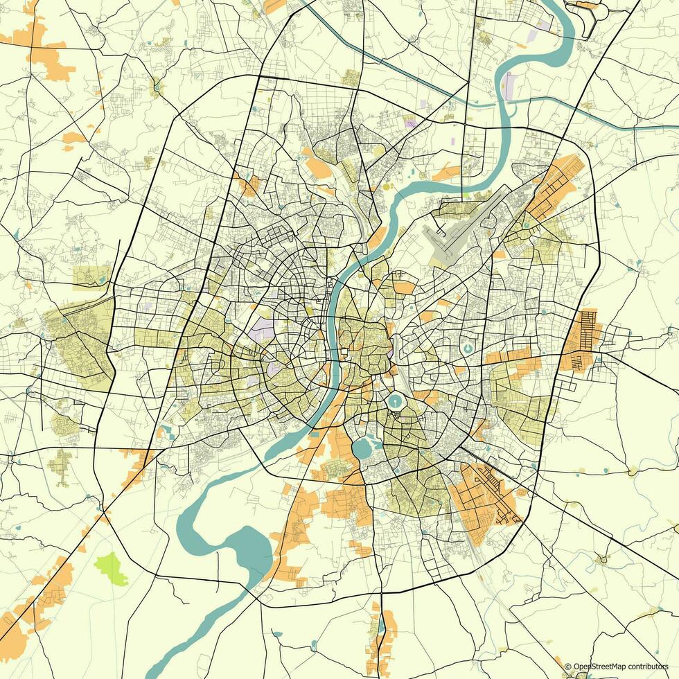 Vector city map of Belo Ahmedabad, Gujarat, India