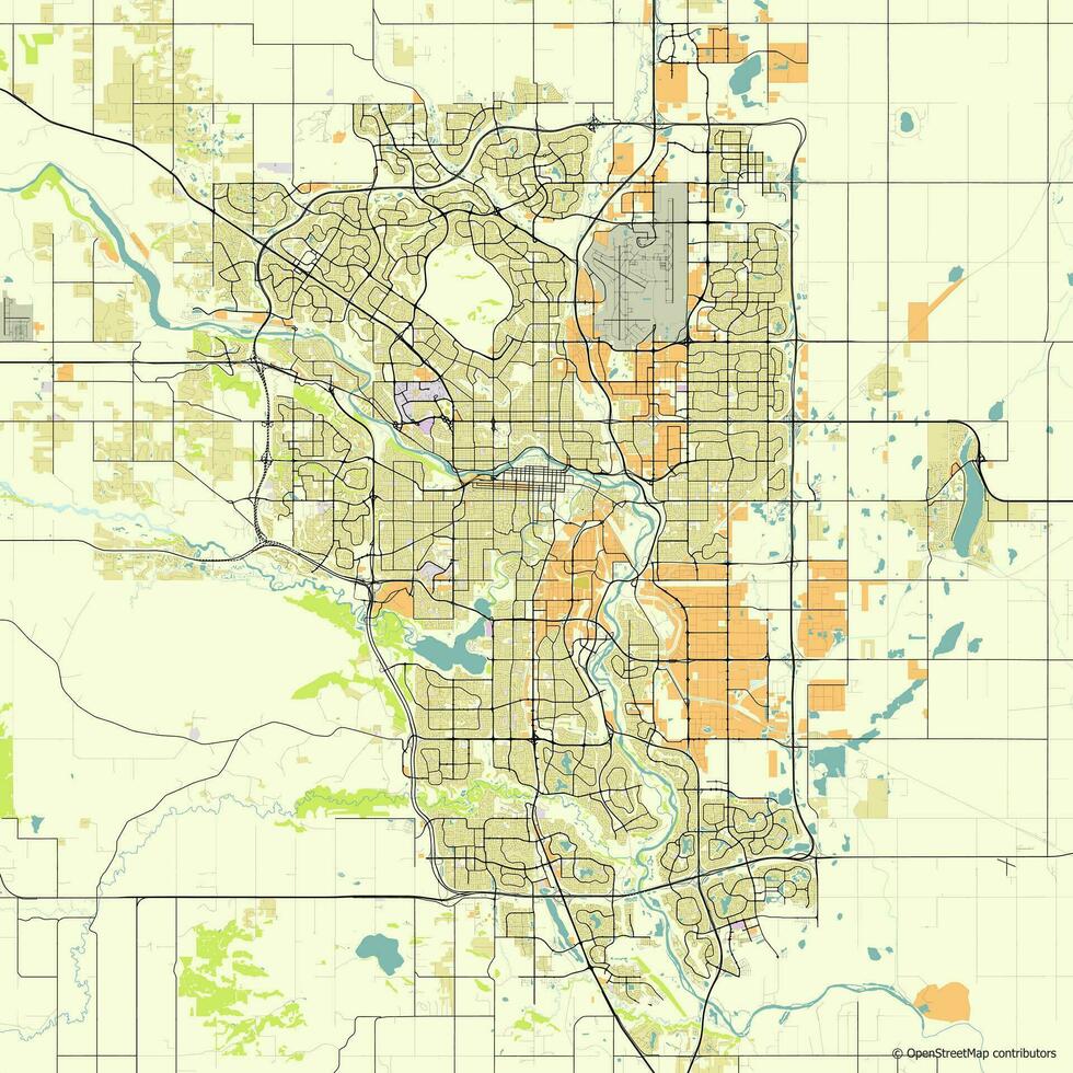 Vector city map of Calgary, Alberta, Canada