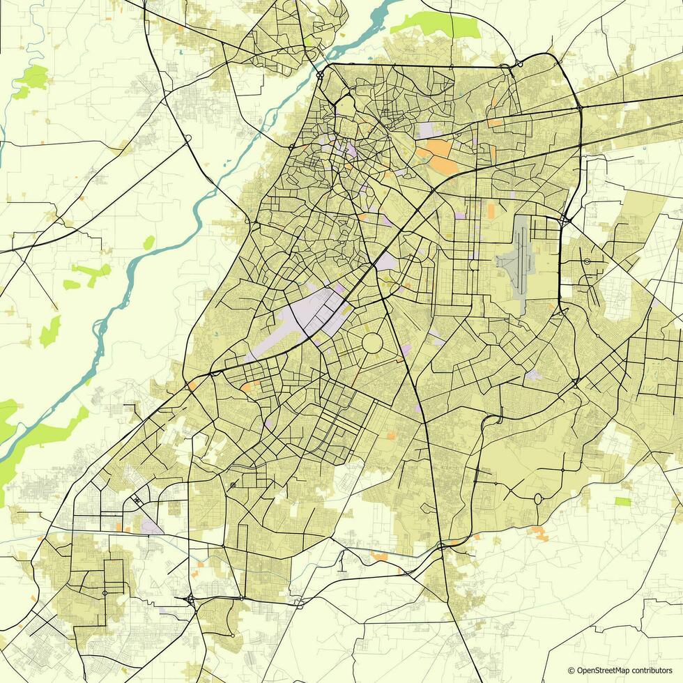 Map of Lahore, Punjab, Pakistan vector