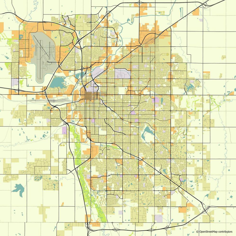 Vector city map of Lincoln Nebraska USA