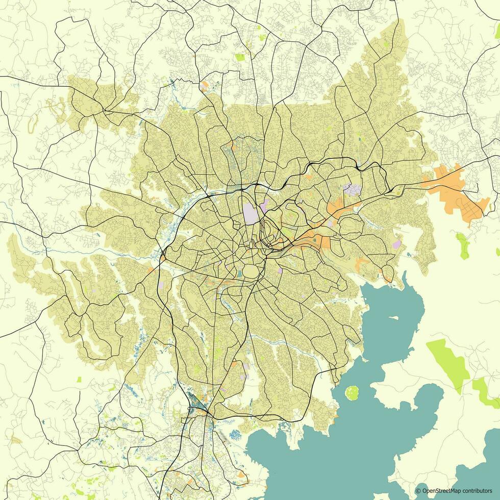 Vector city map of Kampala, Uganda