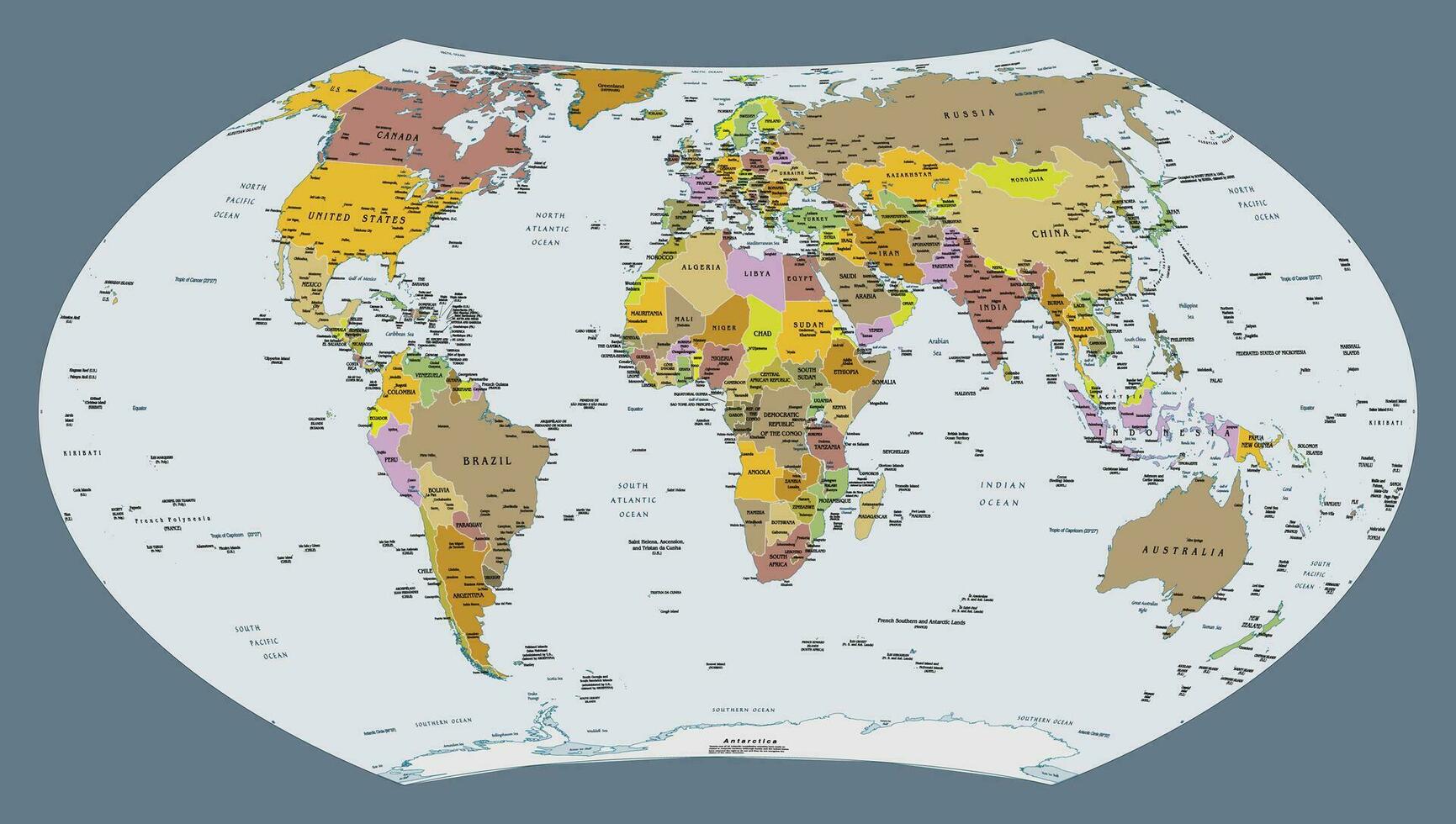 Political world map Wagner VII projection vector