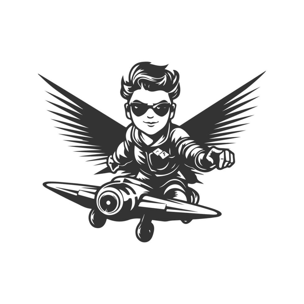 air piper of power, vintage logo line art concept black and white color, hand drawn illustration vector