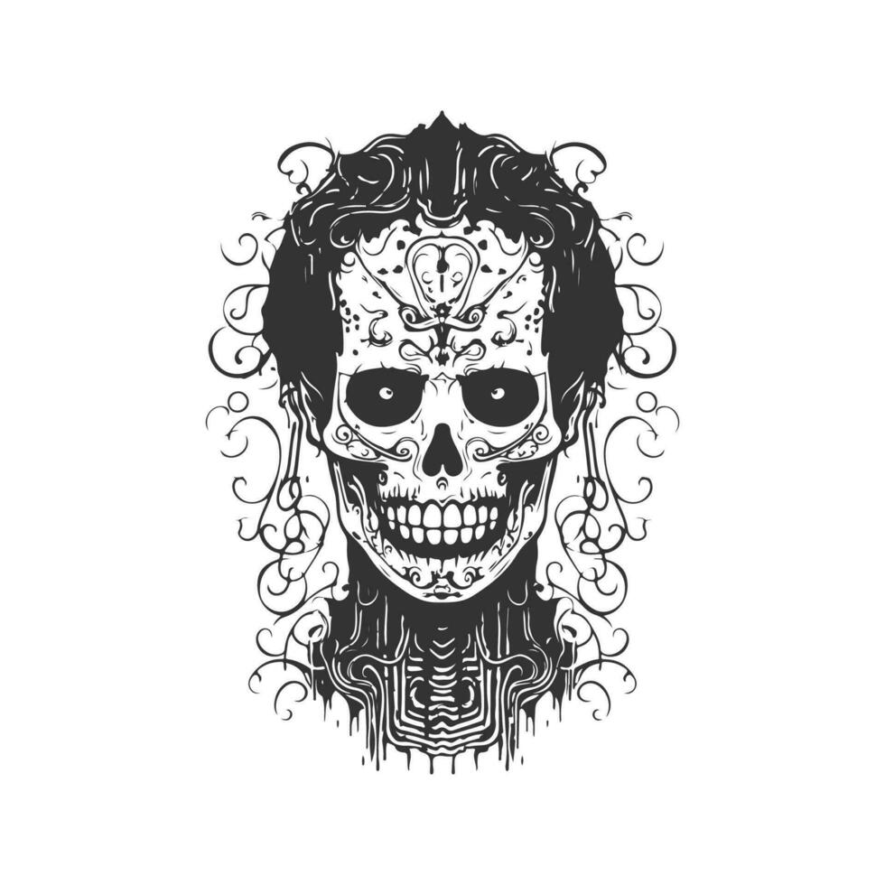 prince of bloody ashoc, vintage logo line art concept black and white color, hand drawn illustration vector