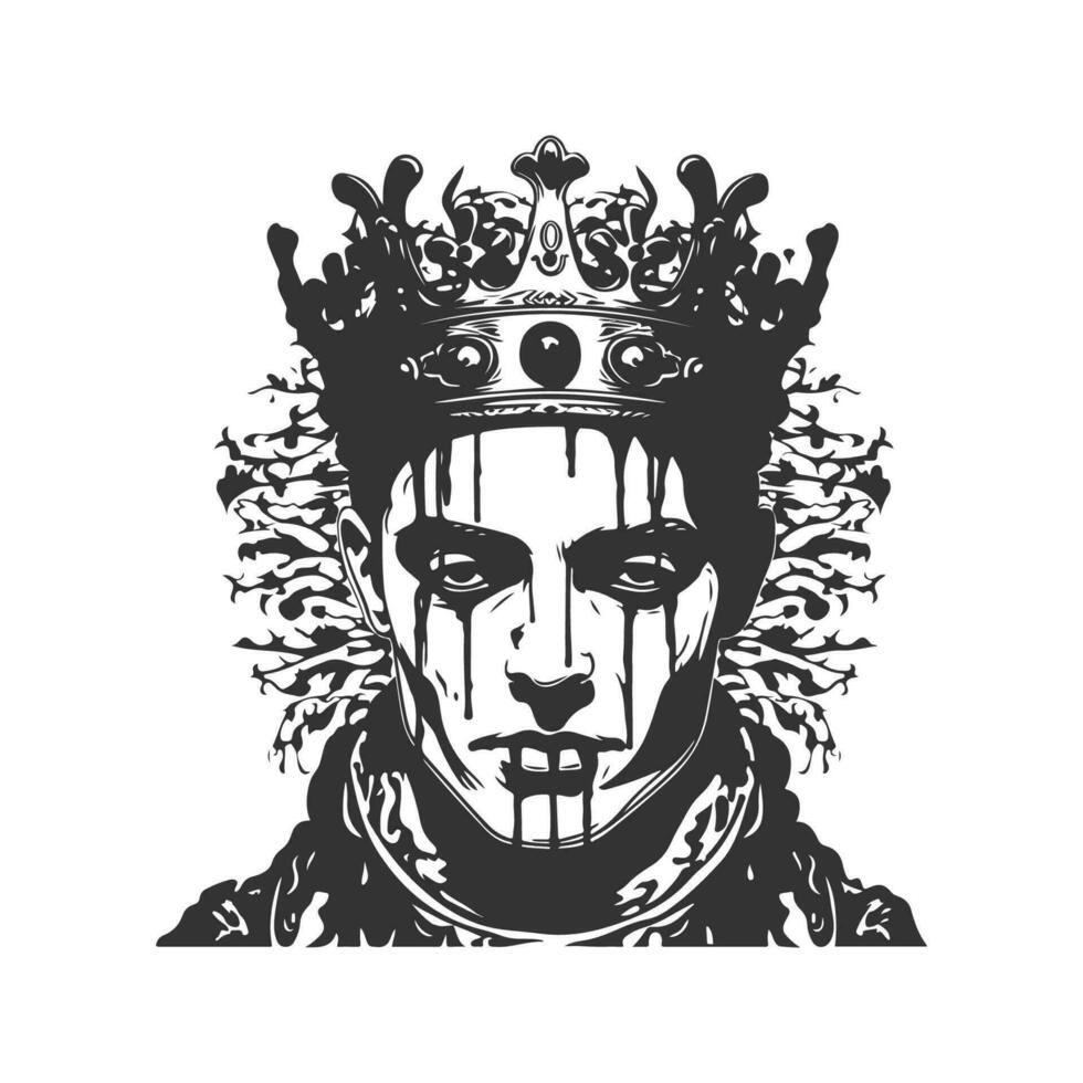 prince of bloody ashoc, vintage logo line art concept black and white color, hand drawn illustration vector