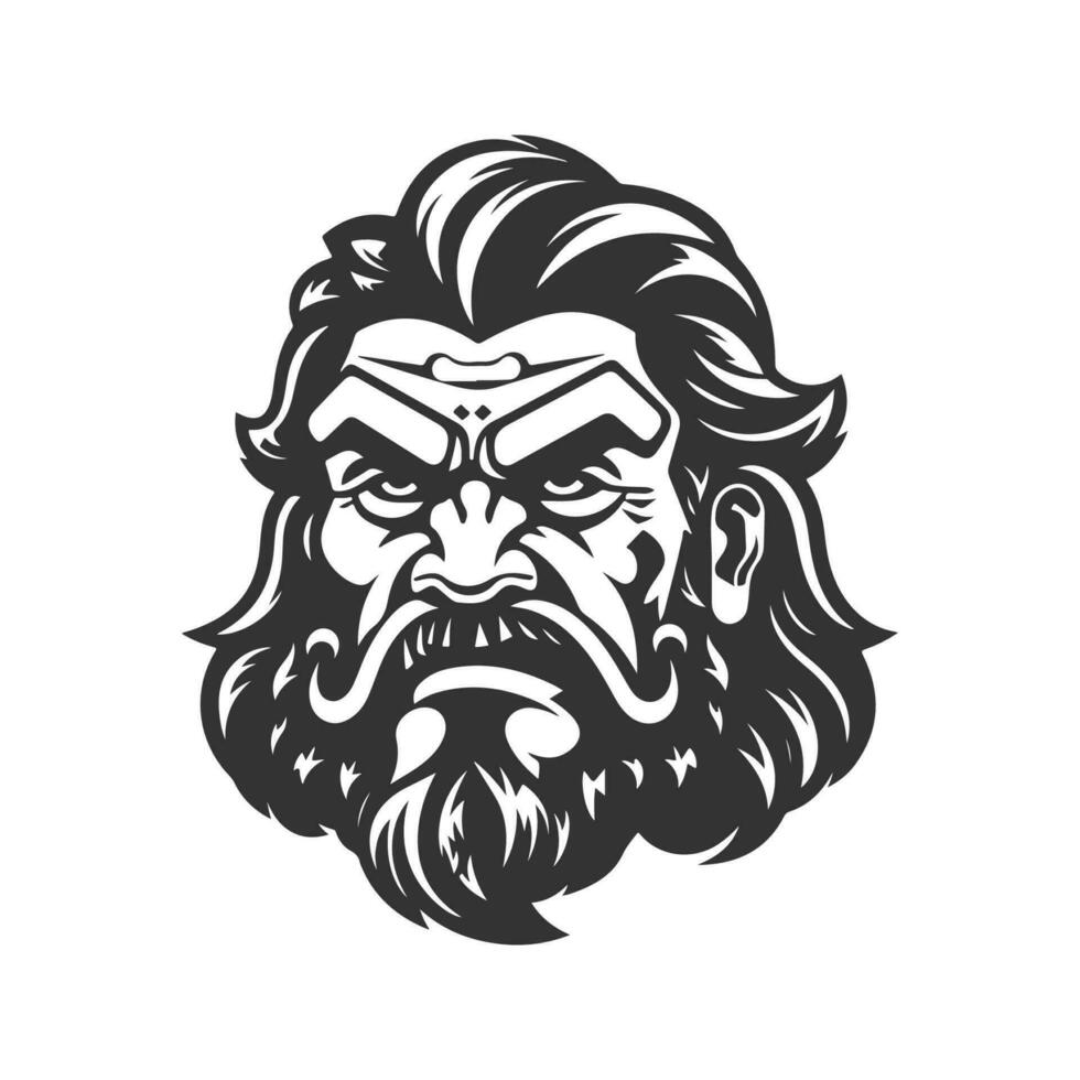 cinereal temporal barbarian, vintage logo line art concept black and white color, hand drawn illustration vector