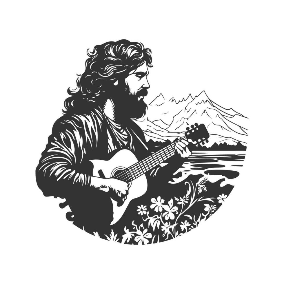 edge bard, vintage logo line art concept black and white color, hand drawn illustration vector