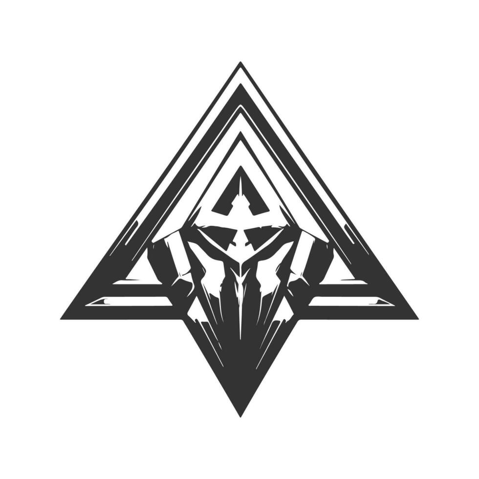 triangle fighter, vintage logo line art concept black and white color, hand drawn illustration vector
