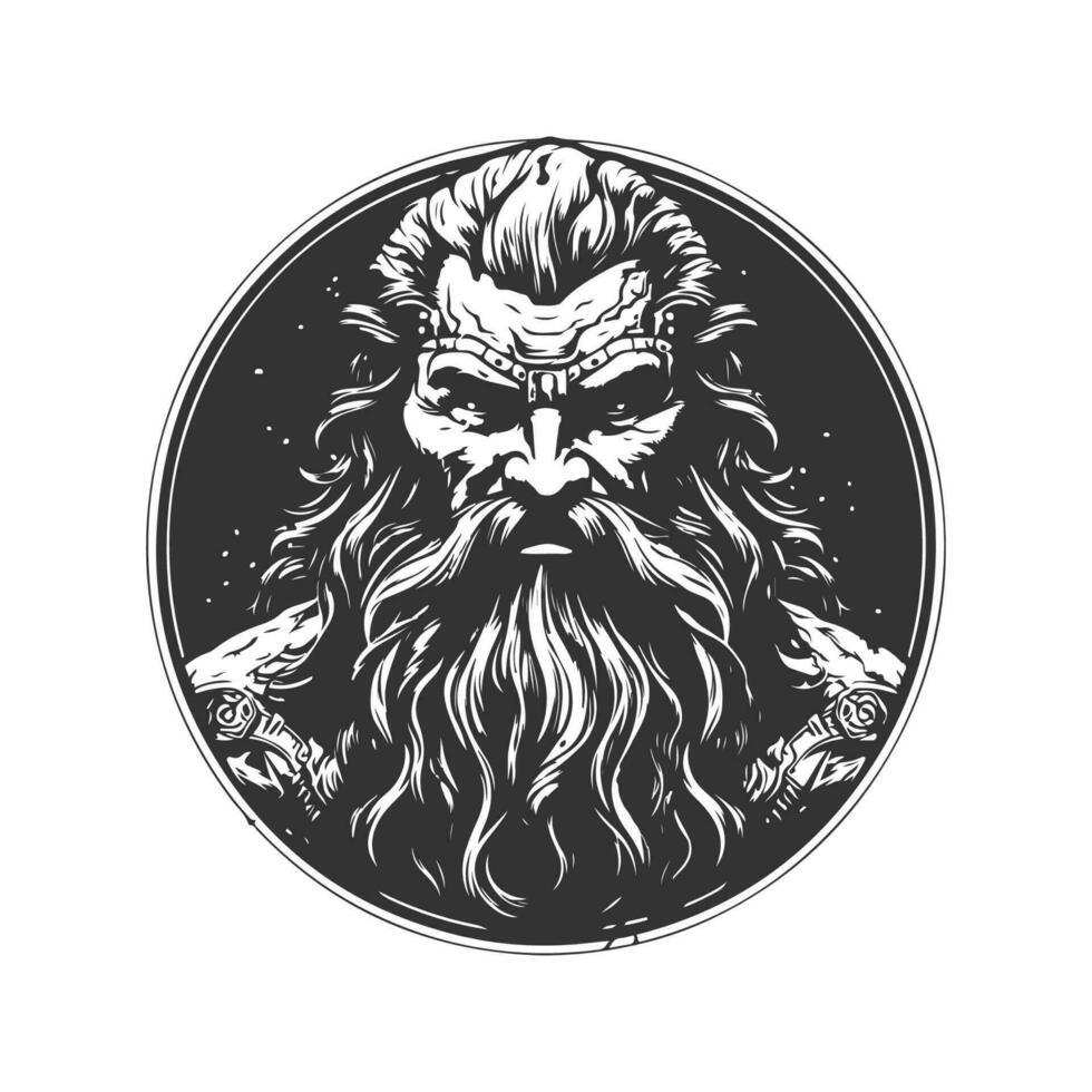 viridian barbarian of torment, vintage logo line art concept black and white color, hand drawn illustration vector